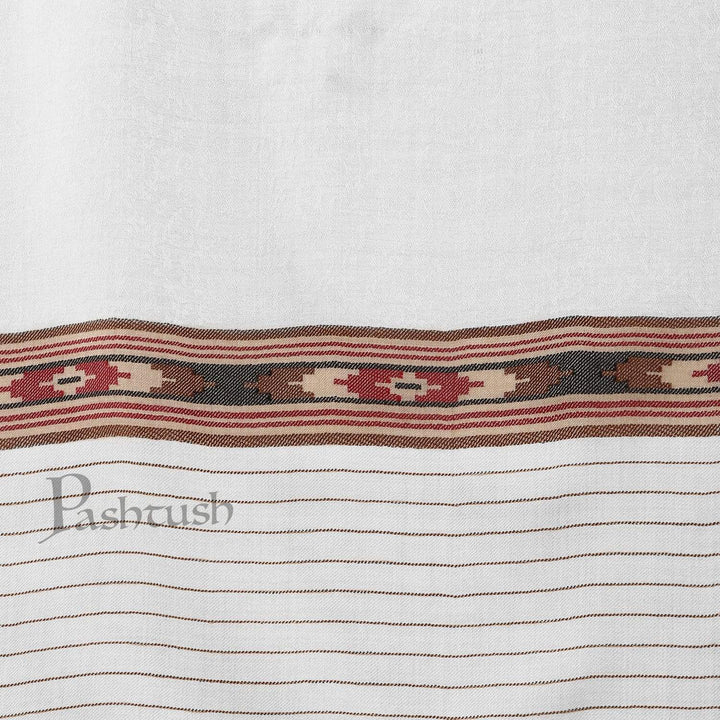 Pashtush India Shawl Pashtush Womens Kullu Weave Shawl from Himachal, White