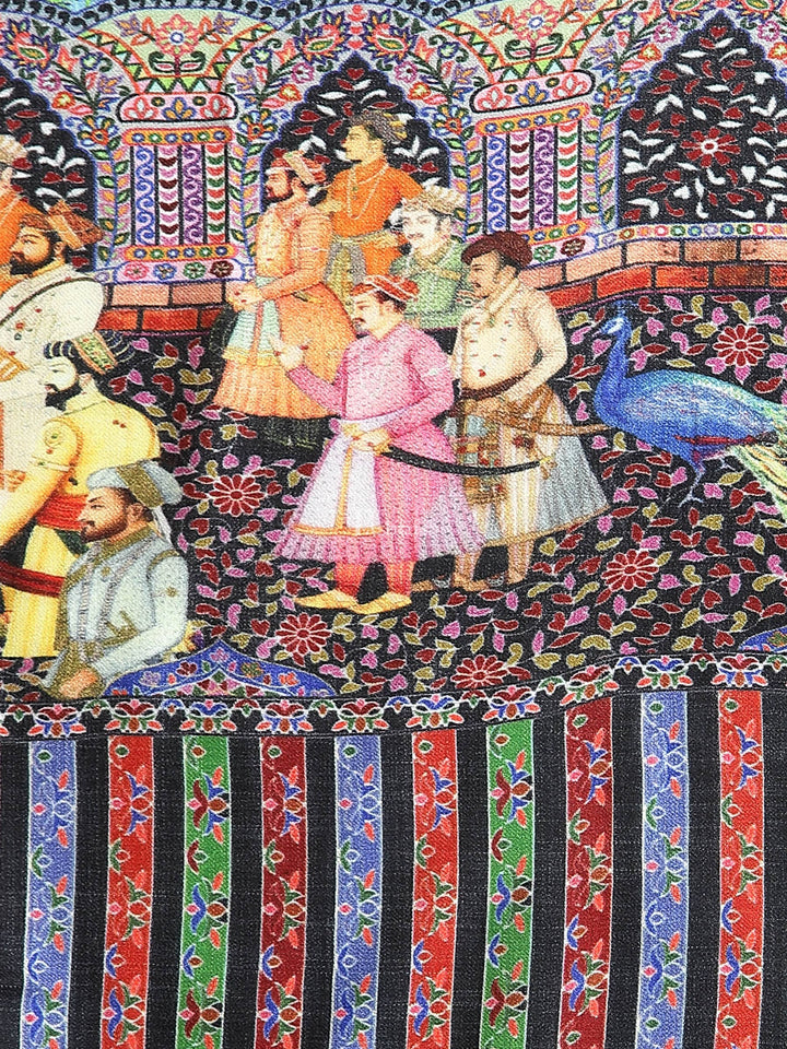 Pashtush India Womens Shawls Pashtush Womens Mughal Darbar Printed Shawl, Fine Wool, Ultra Soft