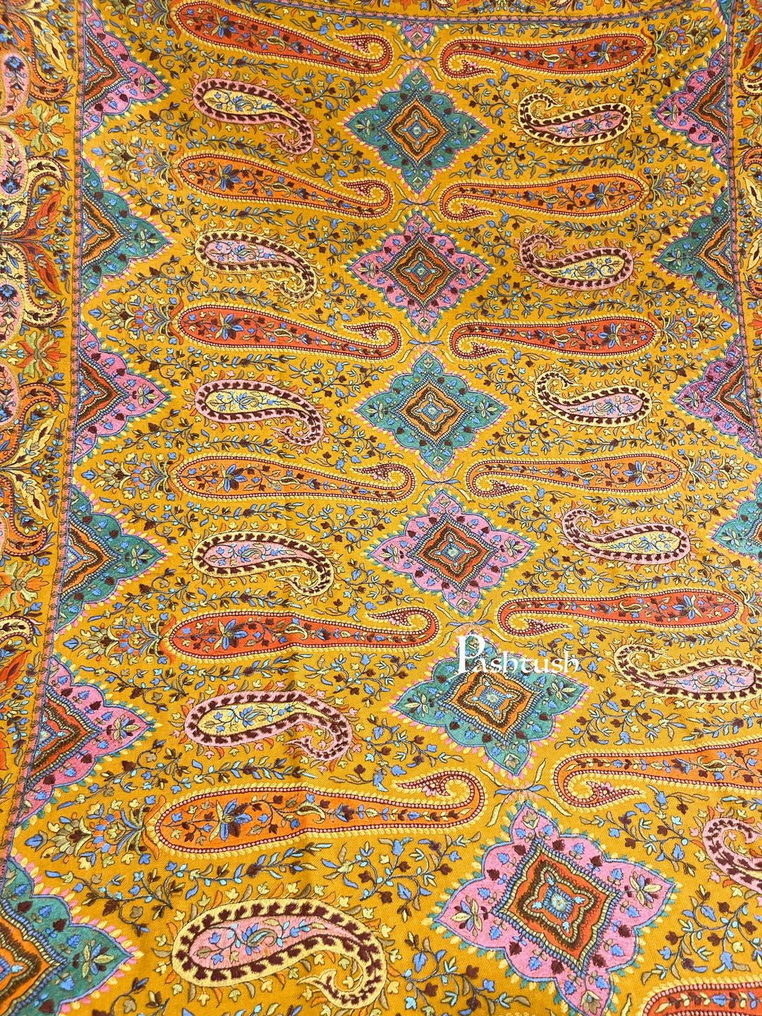 Pashtush India 100x200 Pashtush Womens Papier-mâché Embroidered Shawl, Fine Wool with Silky Embroidery
