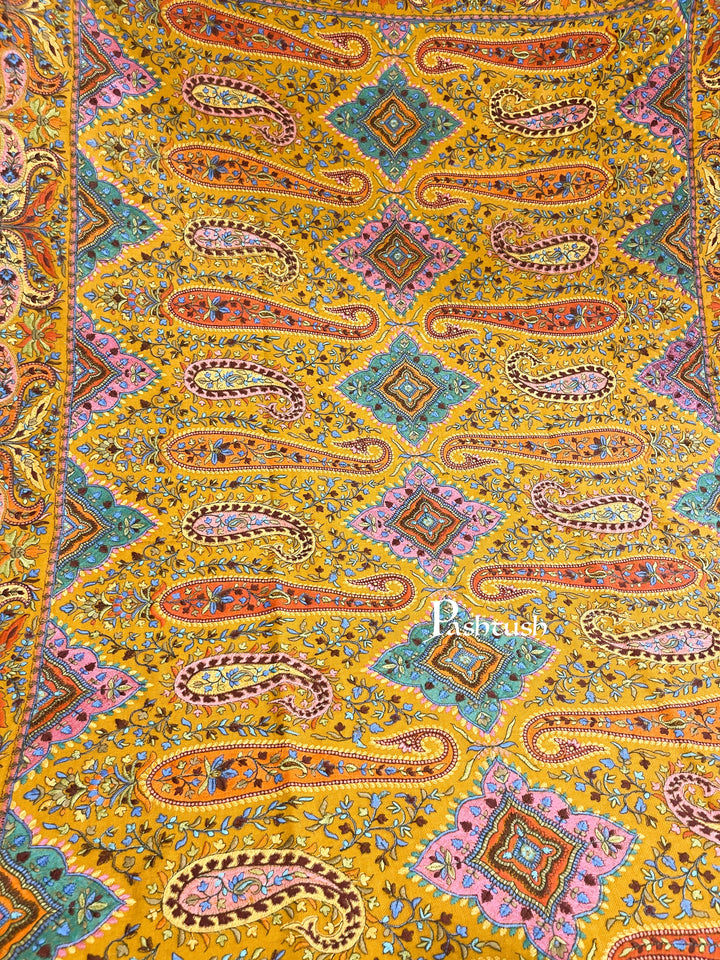 Pashtush India 100x200 Pashtush Womens Papier-mâché Embroidered Shawl, Fine Wool with Silky Embroidery