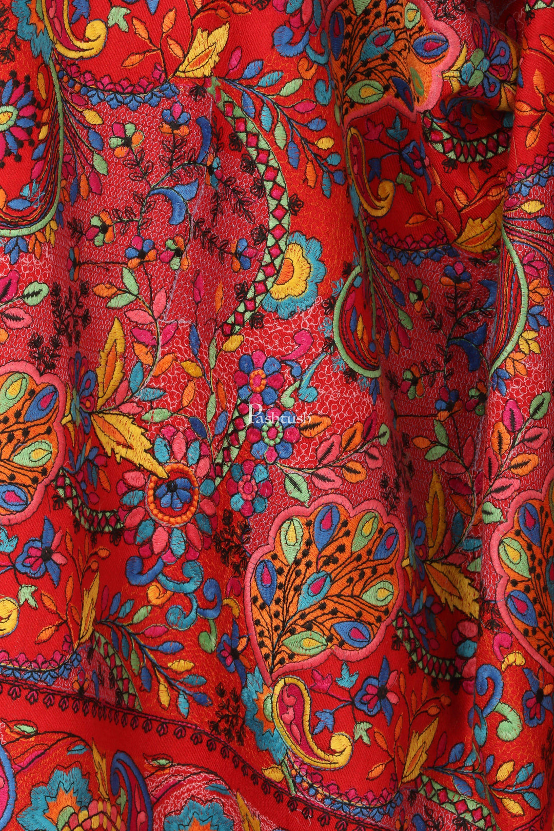 Pashtush India Shawl Pashtush Womens Papier Machè Embroidery Jaal Shawl - Multicoloured