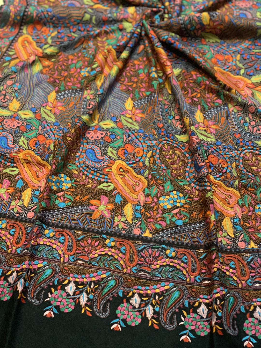 Pashtush India Shawl Pashtush Womens Papier Machè Embroidery Jaal Shawl - Multicoloured, Black