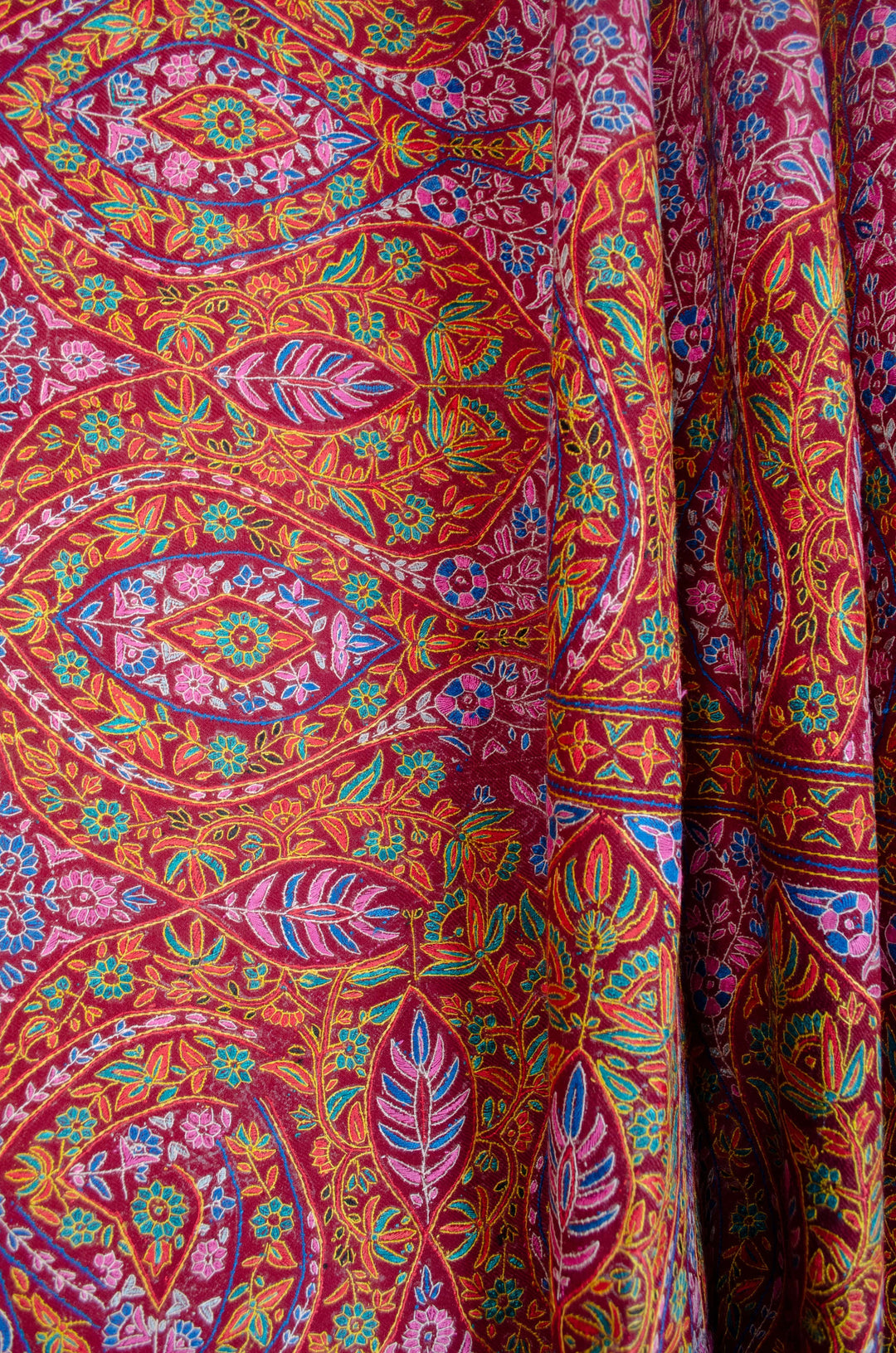 Pashtush India Womens Shawls Pashtush Womens Pashmina Handloom Shawl, Silk Kashmiri Papier Mache Embroidery, Resham Threadwork