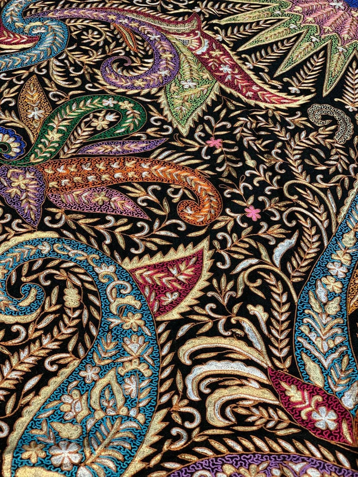 Pashtush India Womens Shawls PASHTUSH WOMENS PASHMINA SHAWL, KASHMIRI TILLA WORK, HANDLOOM, MULTICOLOURED
