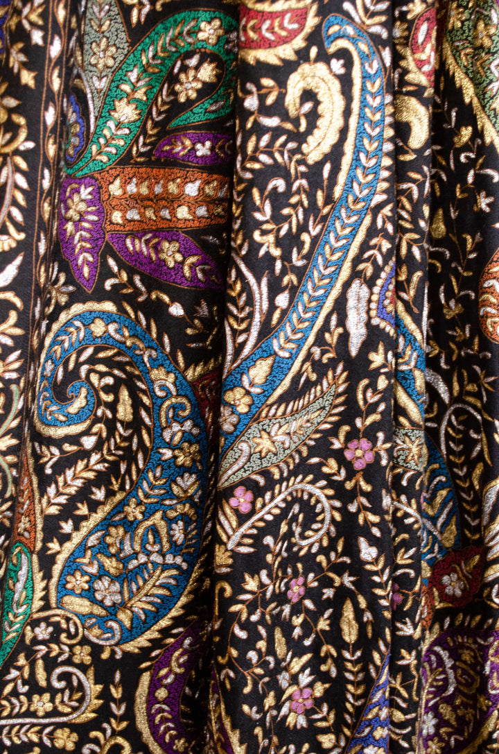 Pashtush India Womens Shawls PASHTUSH WOMENS PASHMINA SHAWL, KASHMIRI TILLA WORK, HANDLOOM, MULTICOLOURED