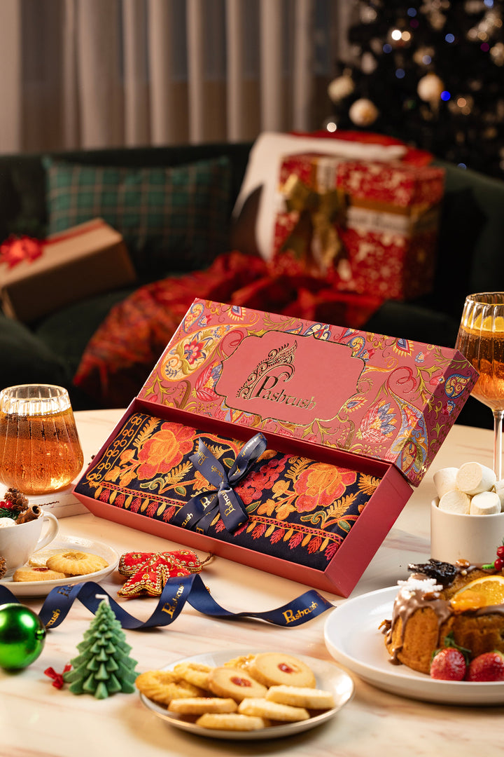 Pashtush India Gift Pack Pashtush Womens Peruvian Roses Scarf, Embroidery Stole, Soft And Warm