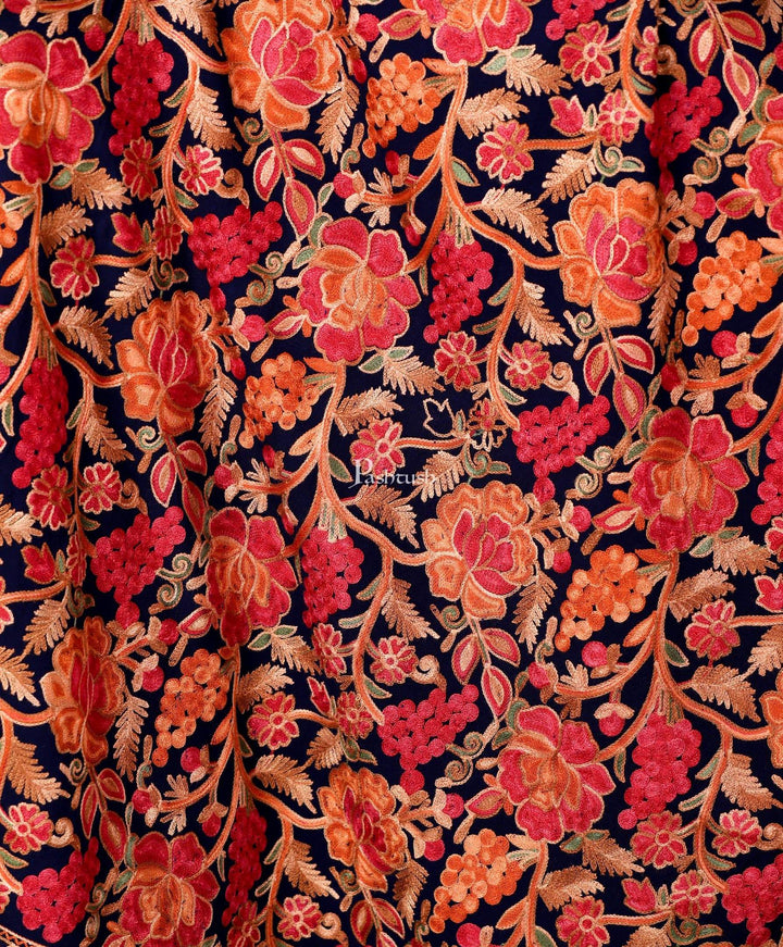 Pashtush Store Stole Pashtush Womens Peruvian Roses Scarf, Embroidery Stole, Soft and Warm