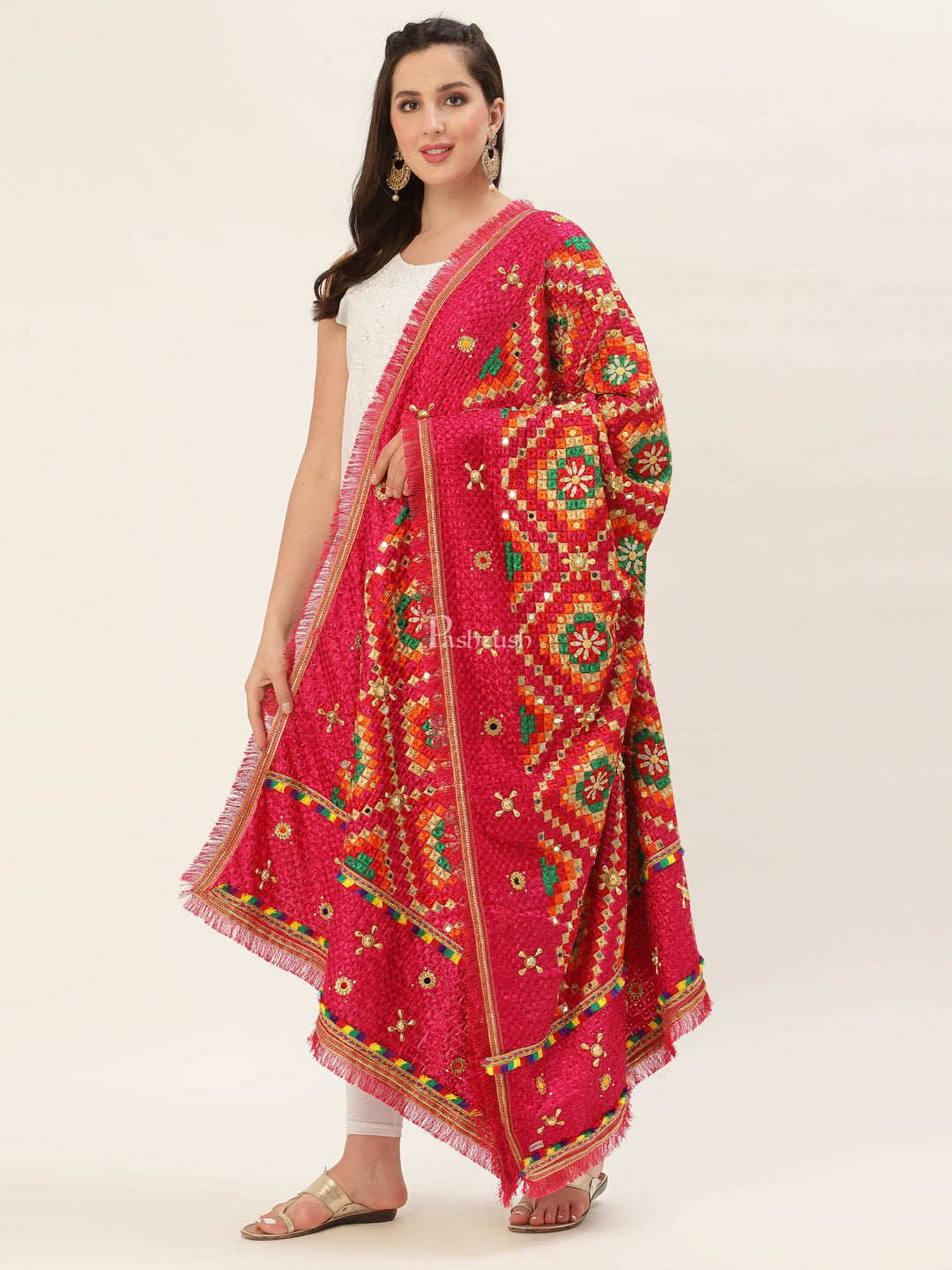 Pashtush India Womens Dupatta Pashtush Womens Phulkari Dupatta