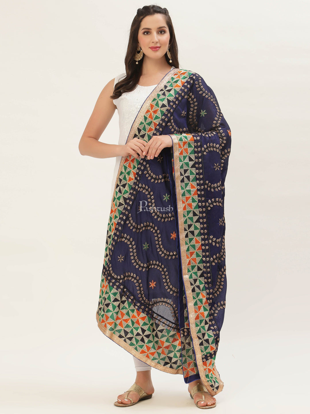Pashtush India Womens Dupatta Pashtush Womens Phulkari Dupatta