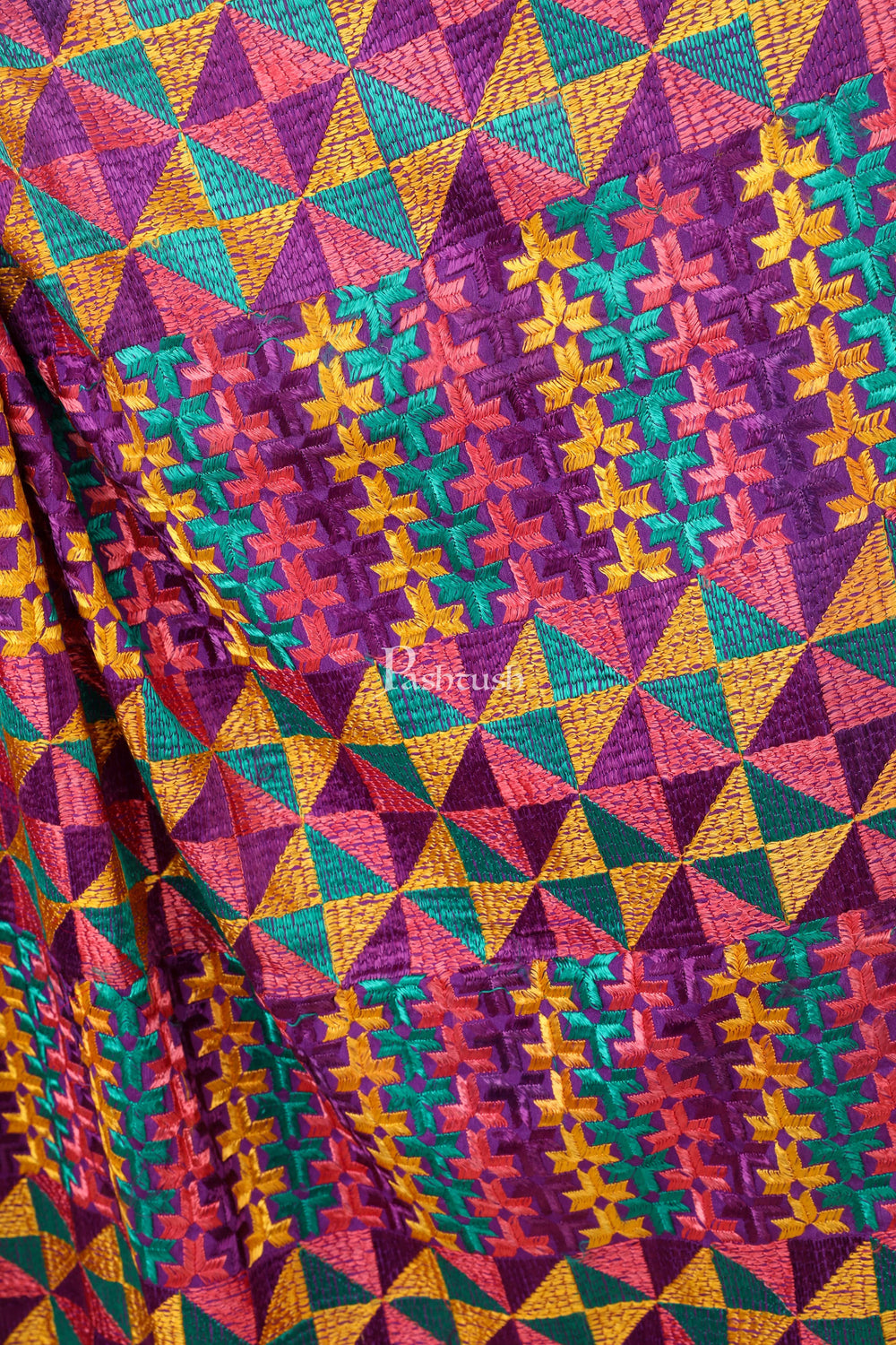 Pashtush India 114x228 Pashtush Womens Phulkari Dupatta with Multicoloured Embroidery