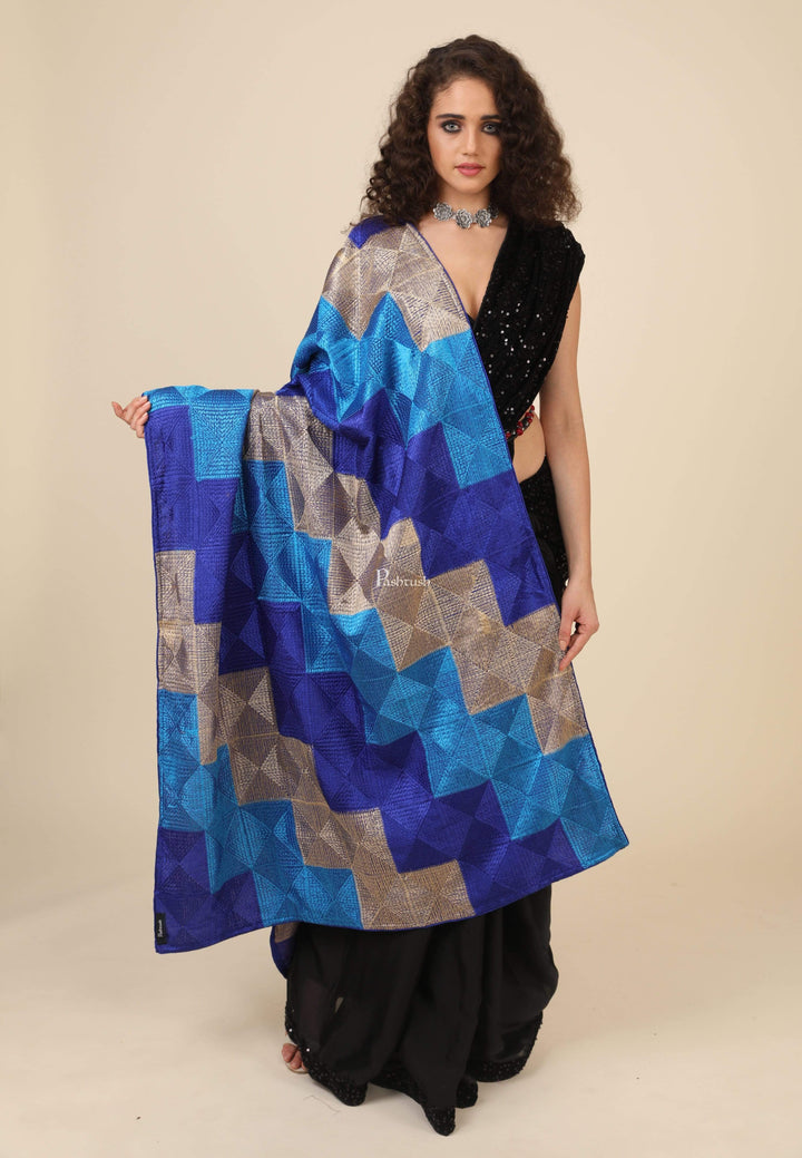 Pashtush India 114x228 Pashtush Womens Phulkari Dupatta with Multicoloured Embroidery