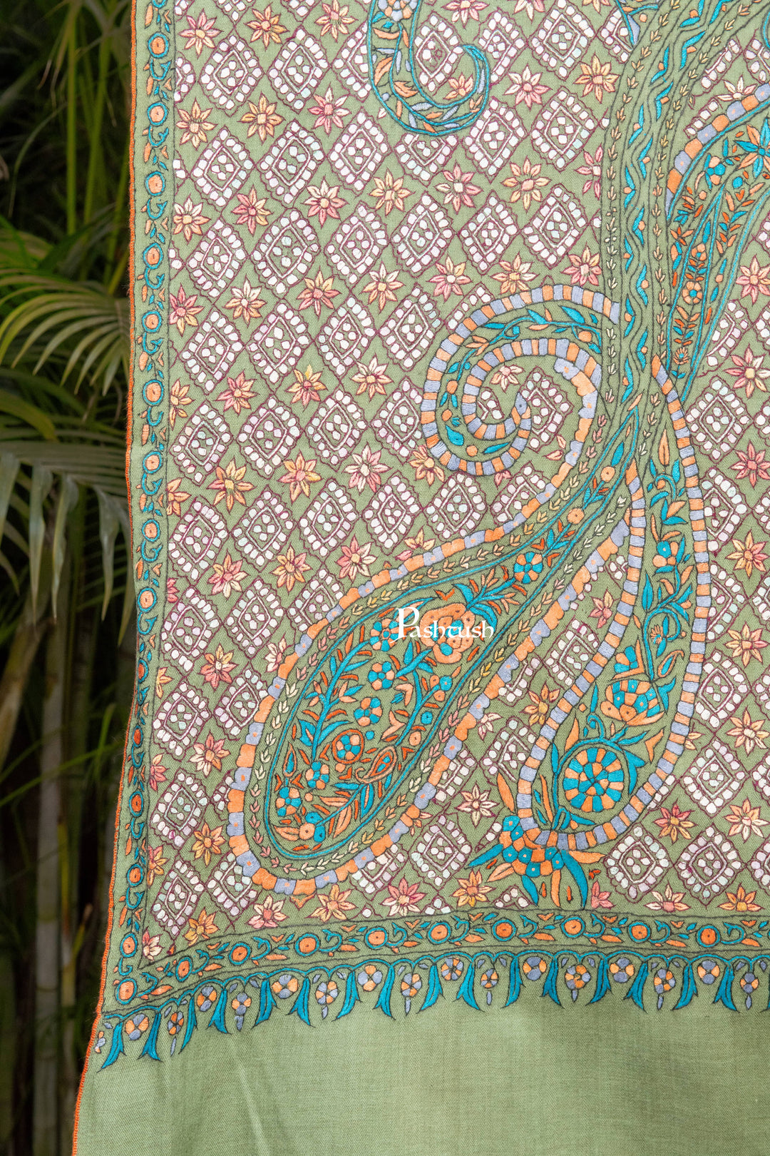 Pashtush India Womens Shawls Pashtush Womens Pure Pashmina Shawl, Arabic Sea Green