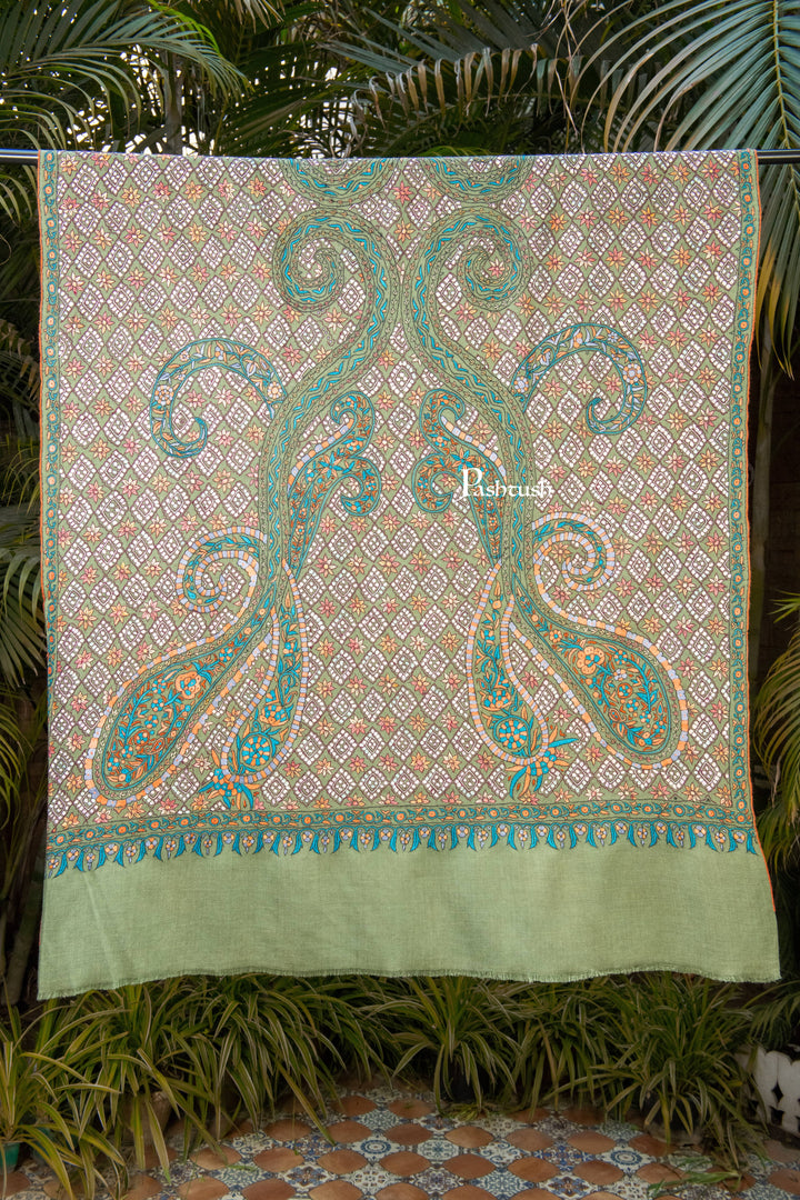 Pashtush India Womens Shawls Pashtush Womens Pure Pashmina Shawl, Arabic Sea Green
