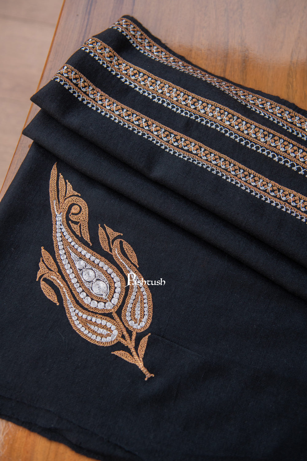 Pashtush India Womens Shawls Pashtush Womens Pure Pashmina Shawl, Black