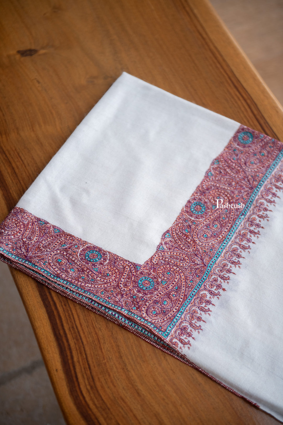 Pashtush India Womens Shawls Pashtush Womens Pure Pashmina Shawl, Ivory