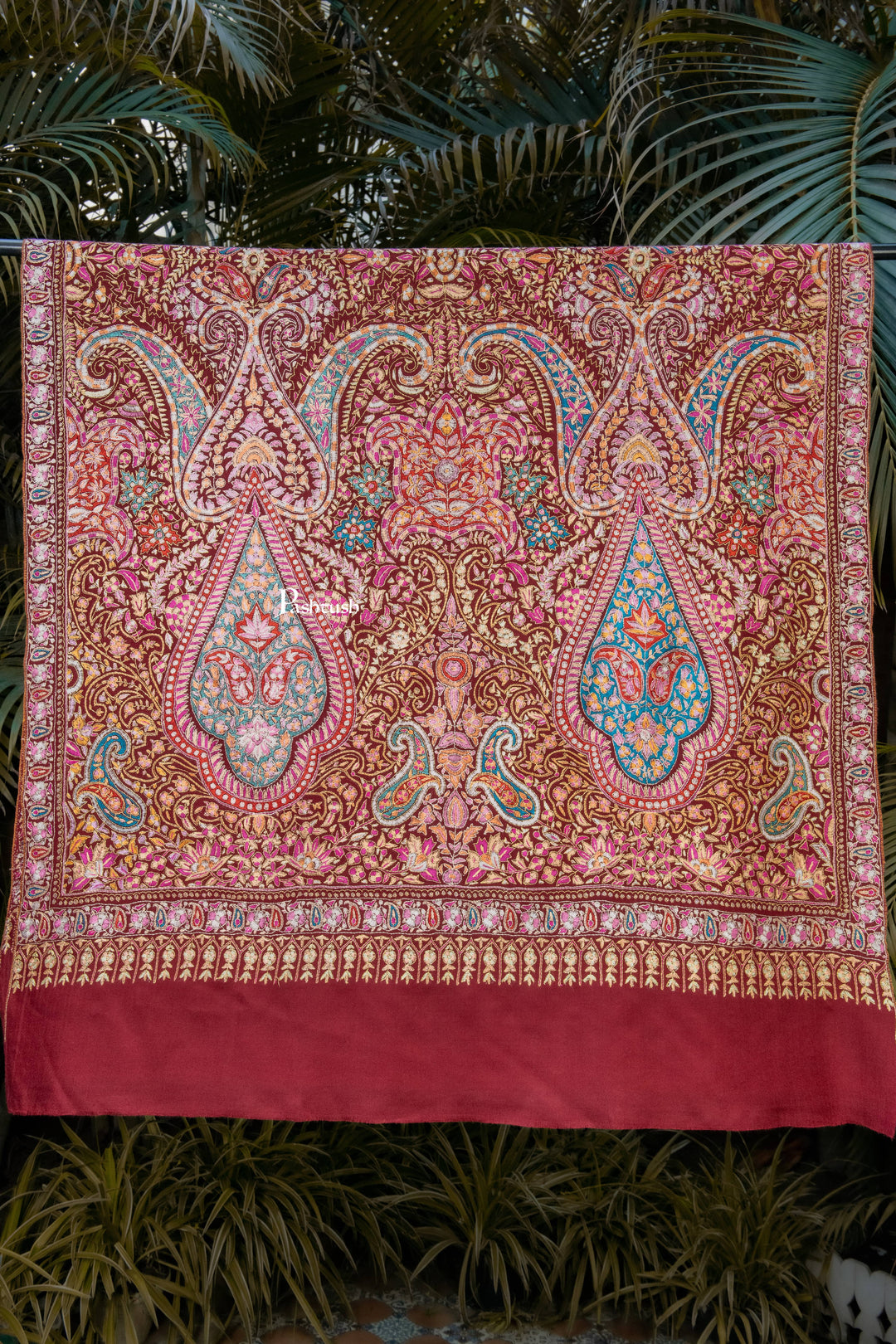 Pashtush India Womens Shawls Pashtush Womens Pure Pashmina Shawl, Maroon