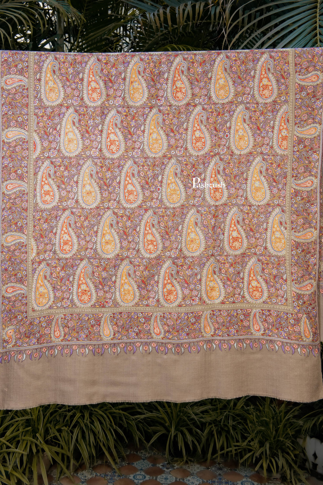 Pashtush India Womens Shawls Pashtush Womens Pure Pashmina Shawl, Multicolour With Natural Woven Base
