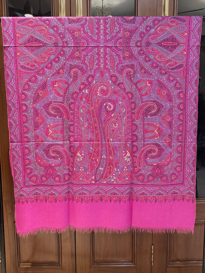 Pashtush India Womens Shawls Pashtush Womens Pure Pashmina Shawl, Multicoloured Kashmiri Hand Embroidery Sozni, Ruby