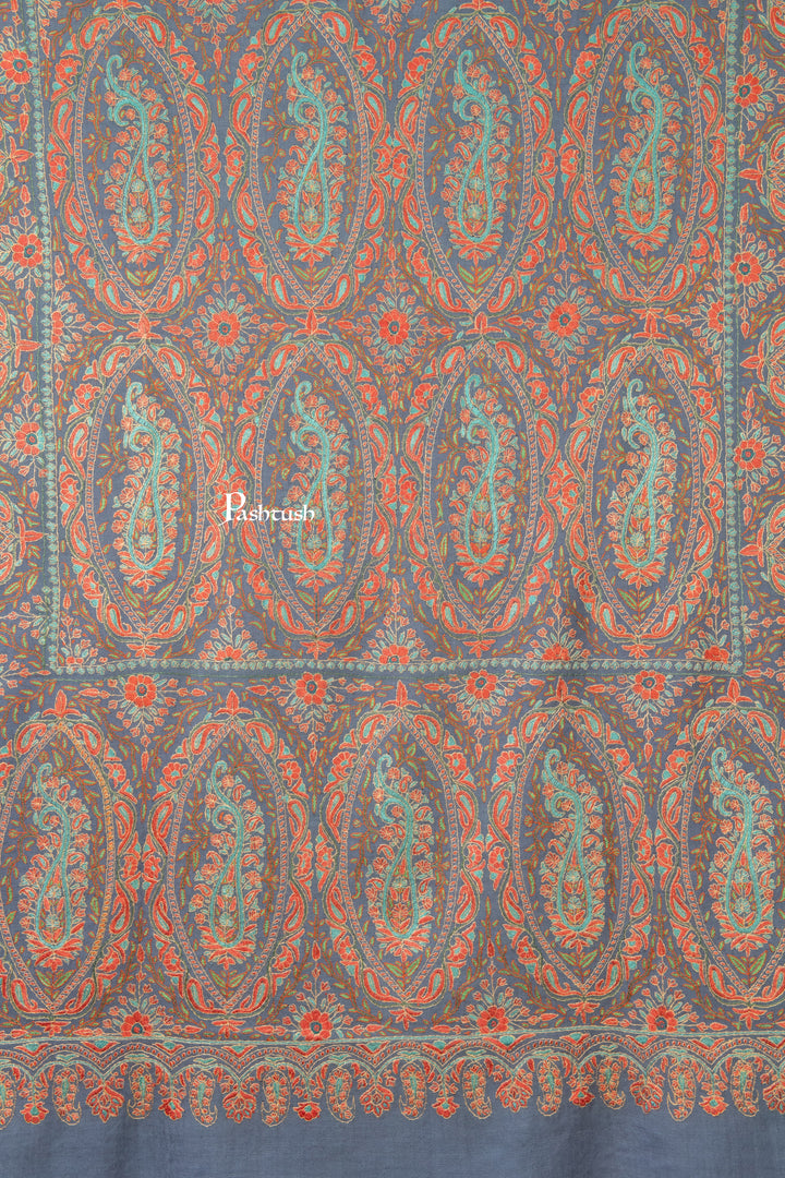 Pashtush India Womens Shawls Pashtush Womens Pure Pashmina Shawl, Muted Blue