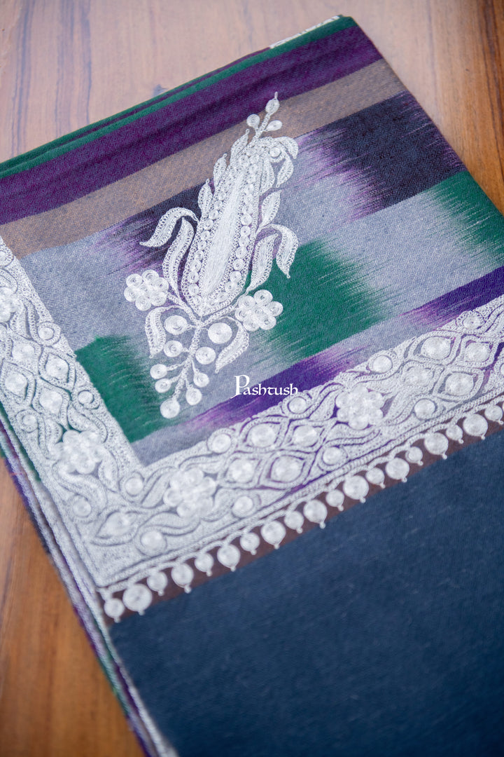 Pashtush India Womens Shawls Pashtush Womens Pure Pashmina Shawl, Navy Blue