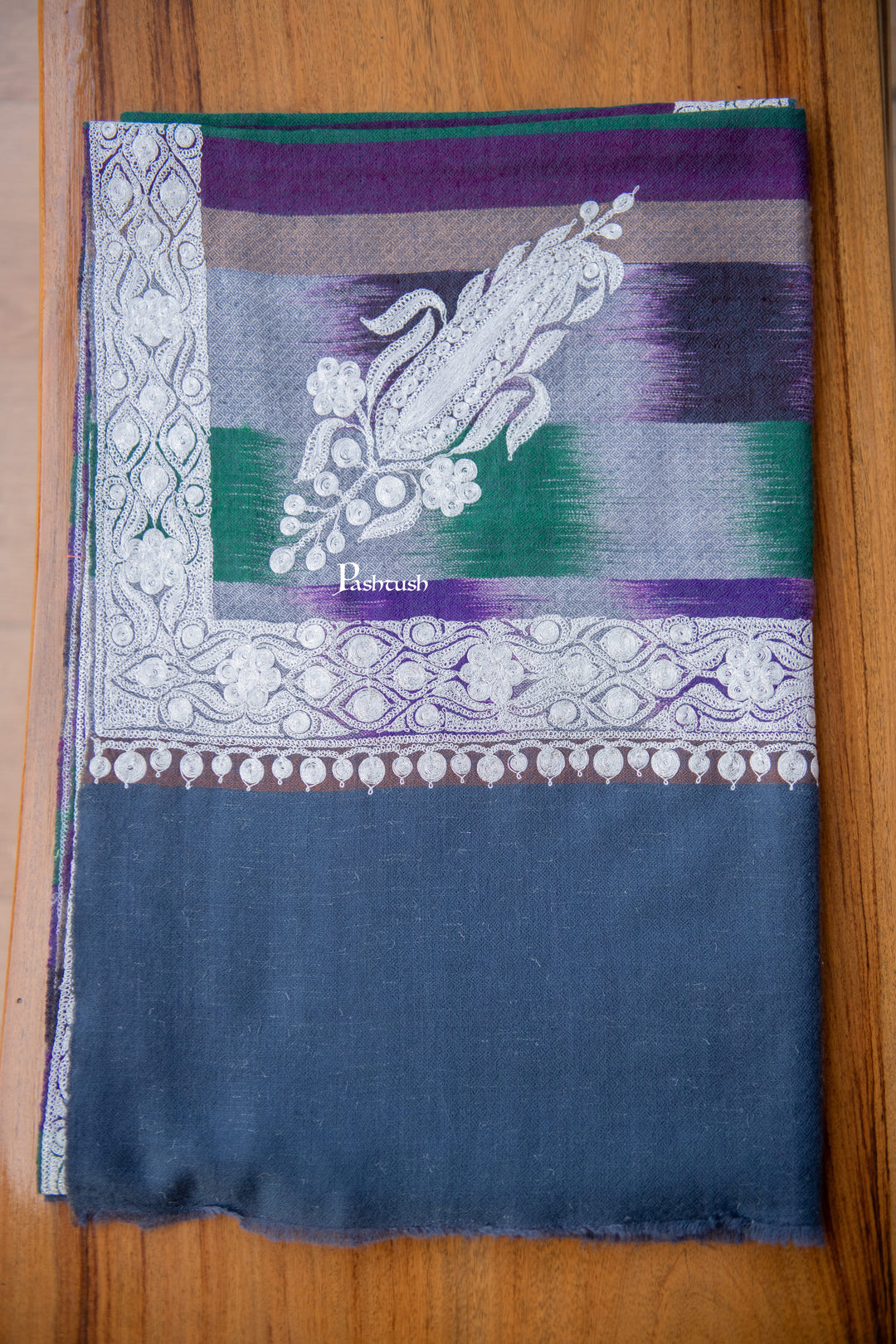 Pashtush India Womens Shawls Pashtush Womens Pure Pashmina Shawl, Navy Blue