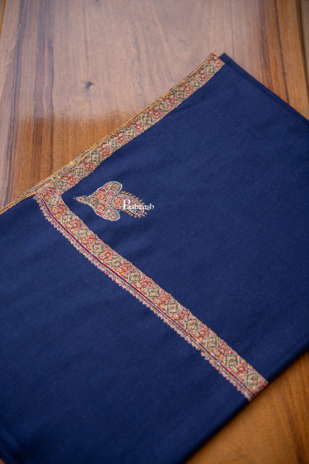 Pashtush India Womens Shawls Pashtush Womens Pure Pashmina Shawl, Navy Blue