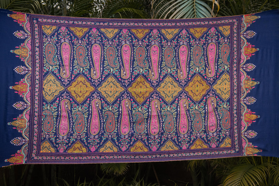 Pashtush India Womens Shawls Pashtush Womens Pure Pashmina Shawl, Navy Blue