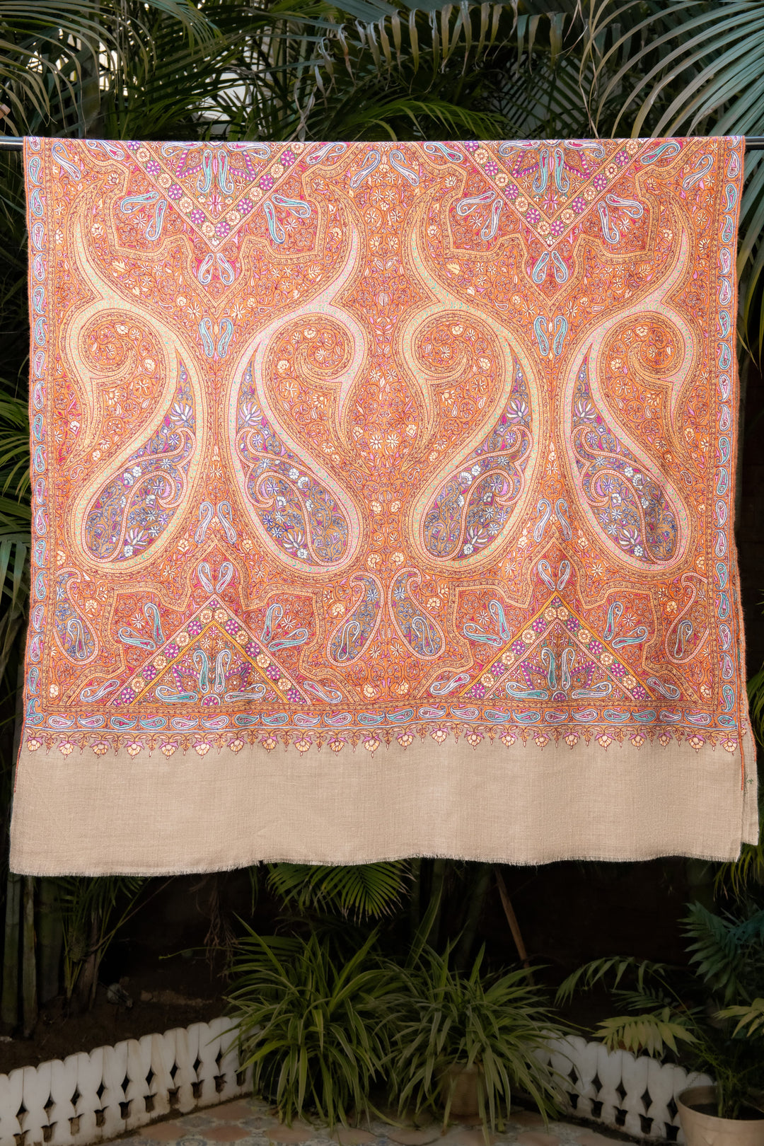 Pashtush India Womens Shawls Pashtush Womens Pure Pashmina Shawl, Sozni Hand Embroidery, Hand Woven Design, Khakikaar