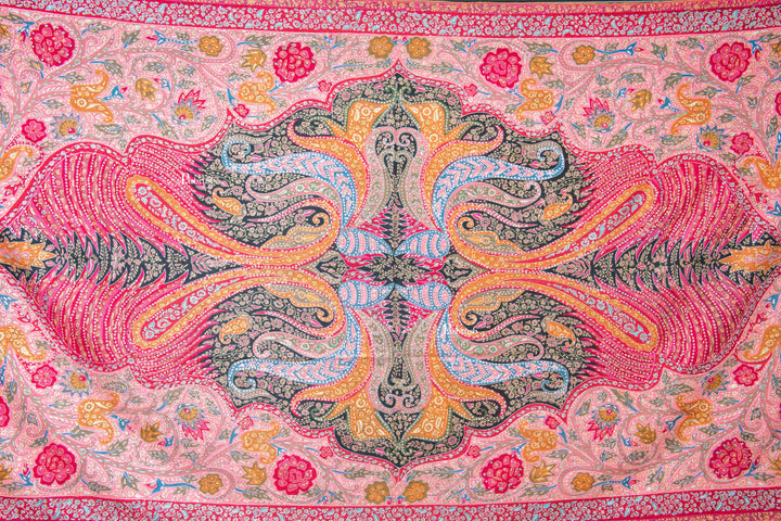 Pashtush India Womens Shawls Pashtush Womens Pure Pashmina Shawl, Sozni Hand Embroidery, Hand Woven, Kalamkari Design, Multicolour