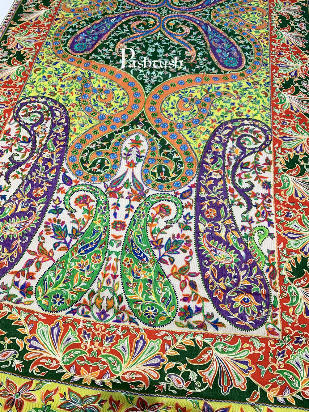 Pashtush India 100x200 Pashtush Womens Pure Wool, Hand Embroidered Kalamkari Shawl, With Woolmark Certificate