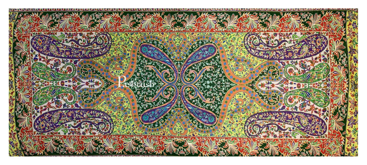 Pashtush India 100x200 Pashtush Womens Pure Wool, Hand Embroidered Kalamkari Shawl, With Woolmark Certificate