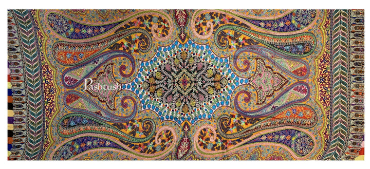 Pashtush India 100x200 Pashtush Womens Pure Wool, Hand Embroidered Kalamkari Shawl, With Woolmark Certificate