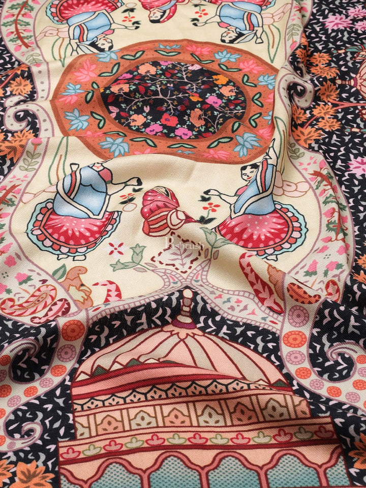 Pashtush India Womens Shawls Pashtush Womens, Pure Wool, Printed Darbar Shawl, Woolmark Certified
