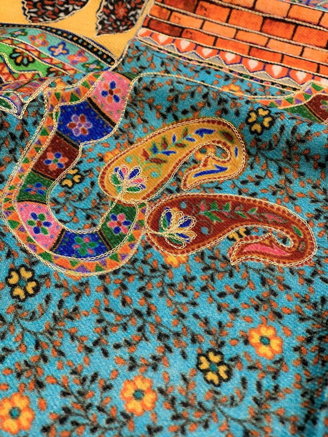 Pashtush India 100x200 Pashtush Womens, Pure Wool, Printed Mughal Darbar Shawl, Woolmark Certified.