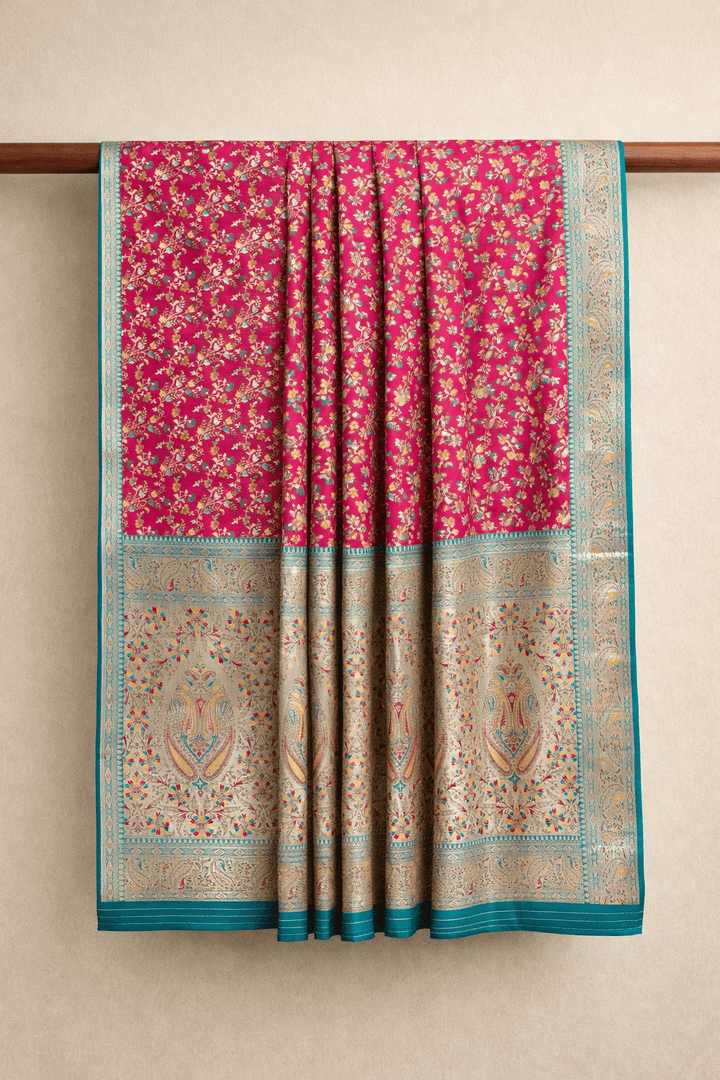 Pashtush Shawl Store Gift Pack Pashtush Womens Saree, Woven Art-Silk, Zari Weave Design, fuchsia