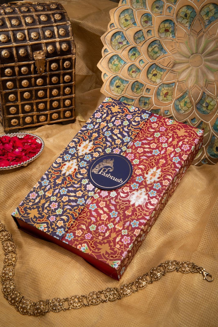 Pashtush Shawl Store Gift Pack Pashtush Womens Saree, Woven Art-Silk, Zari Weave Design, Rust