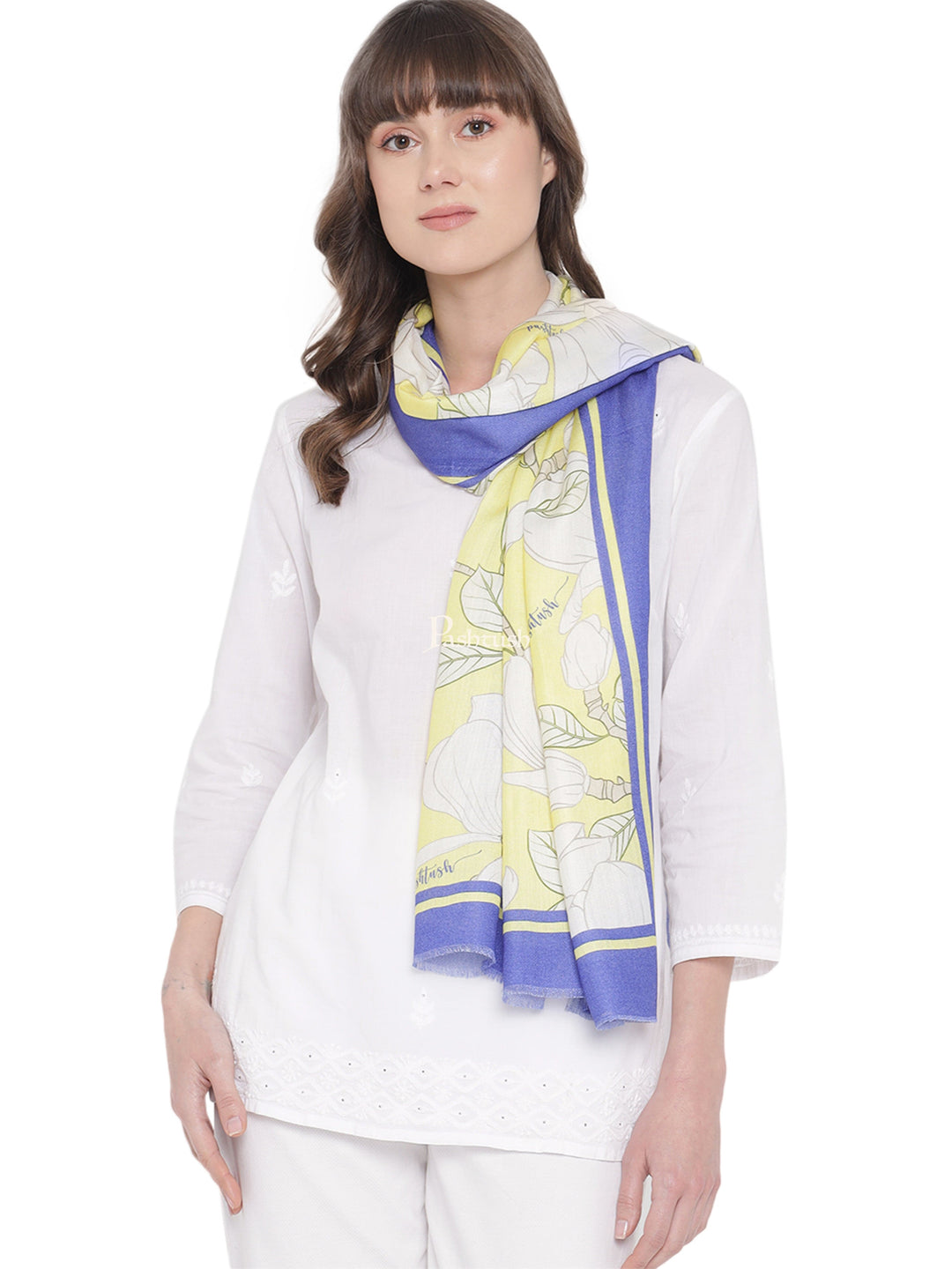 Pashtush India Womens Stoles and Scarves Scarf Pashtush Womens Scarf, Extra Soft Bamboo, With Signature, Violet and Canary