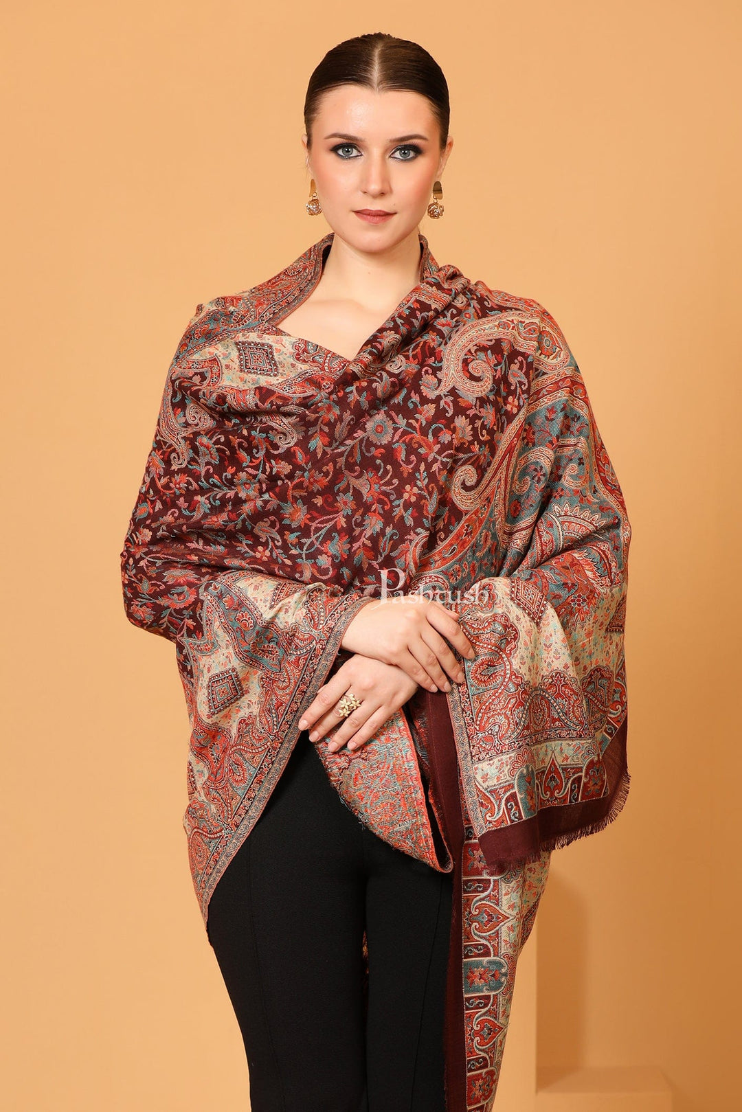 Pashtush India Womens Shawls Pashtush Womens Shawl, Antique Design, Woollen Heritage Collection