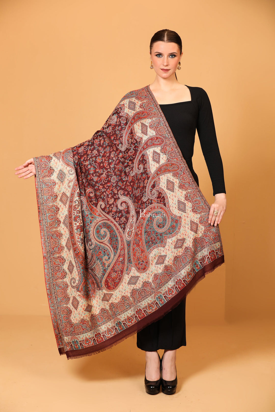 Pashtush India Womens Shawls Pashtush Womens Shawl, Antique Design, Woollen Heritage Collection