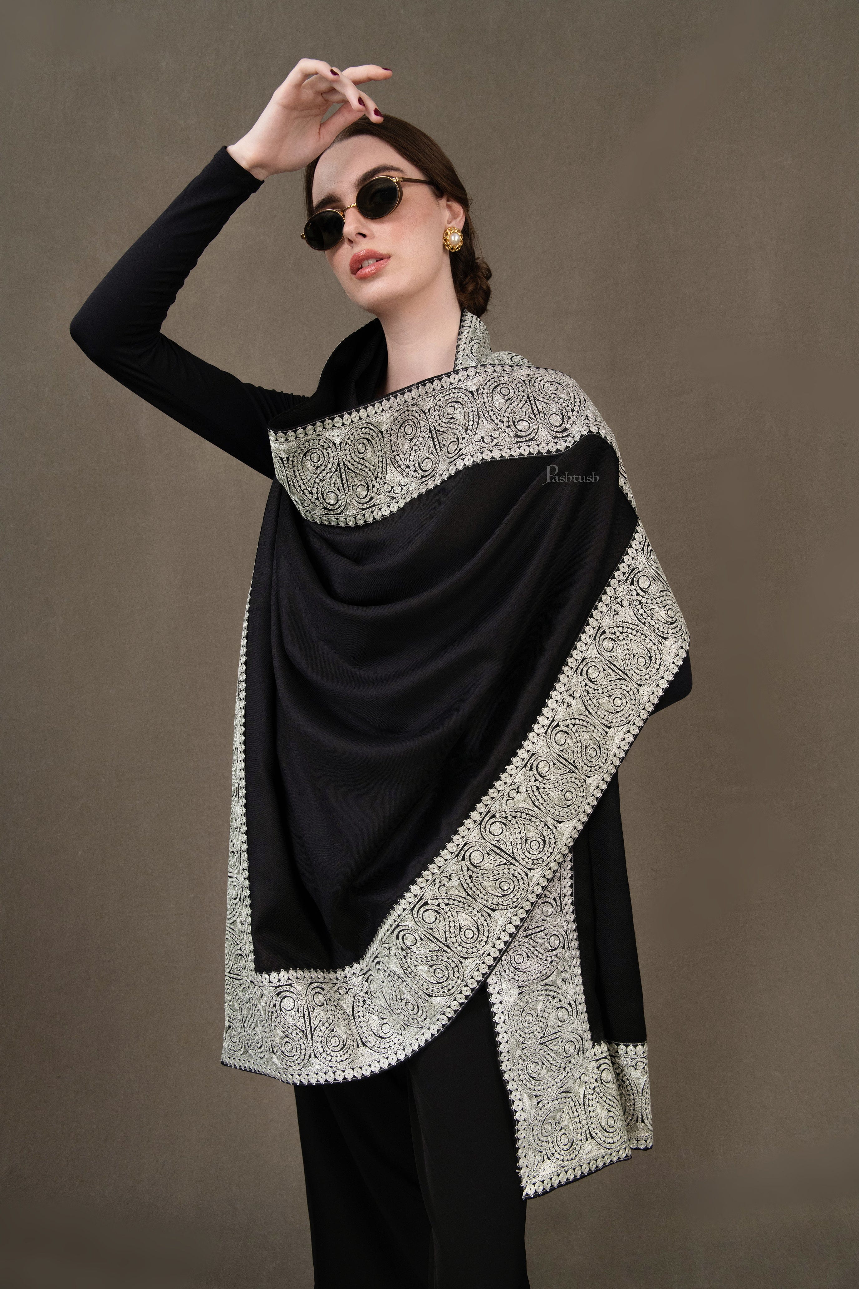 black wool shawls