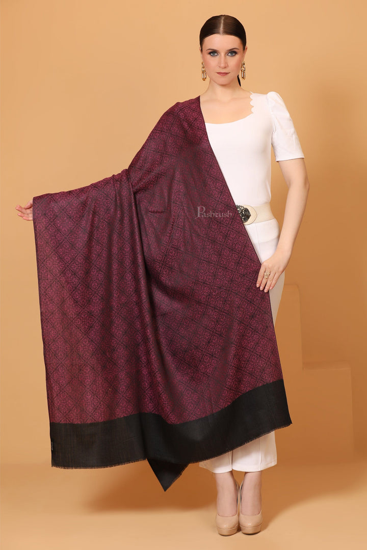 Pashtush India Womens Shawls Pashtush Womens Shawl, Extra Fine Wool, Soft and Warm, Burgundy