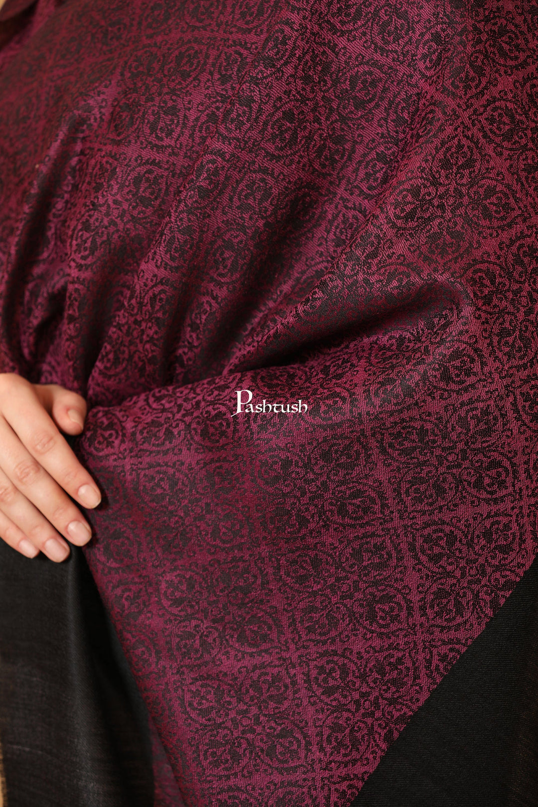 Pashtush India Womens Shawls Pashtush Womens Shawl, Extra Fine Wool, Soft and Warm, Burgundy
