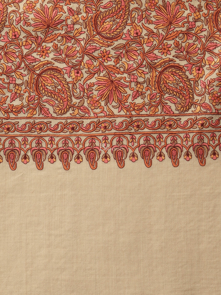 Pashtush India Womens Shawls Pashtush Womens Shawl, Fine Wool, Needlework Jaal, Papier Mache Embroidery, Beige