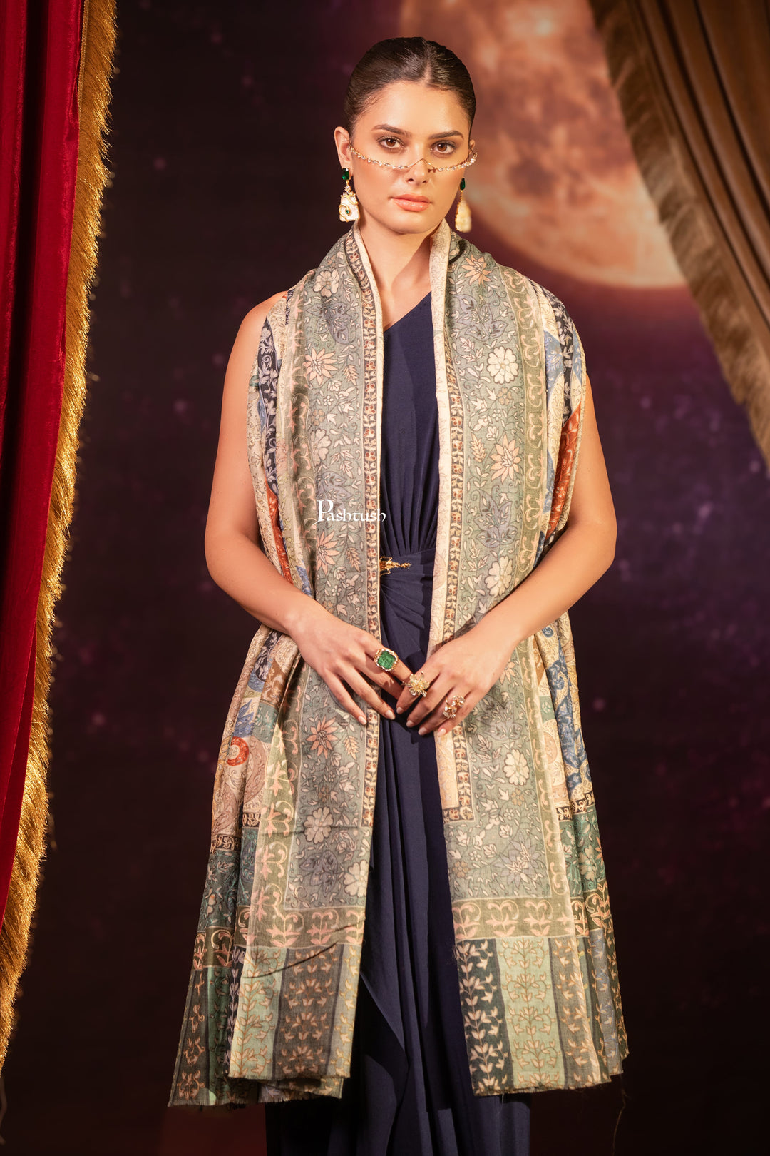 Pashtush India Womens Shawls Pashtush Womens Shawl, Kalamkari Design, Multicolour