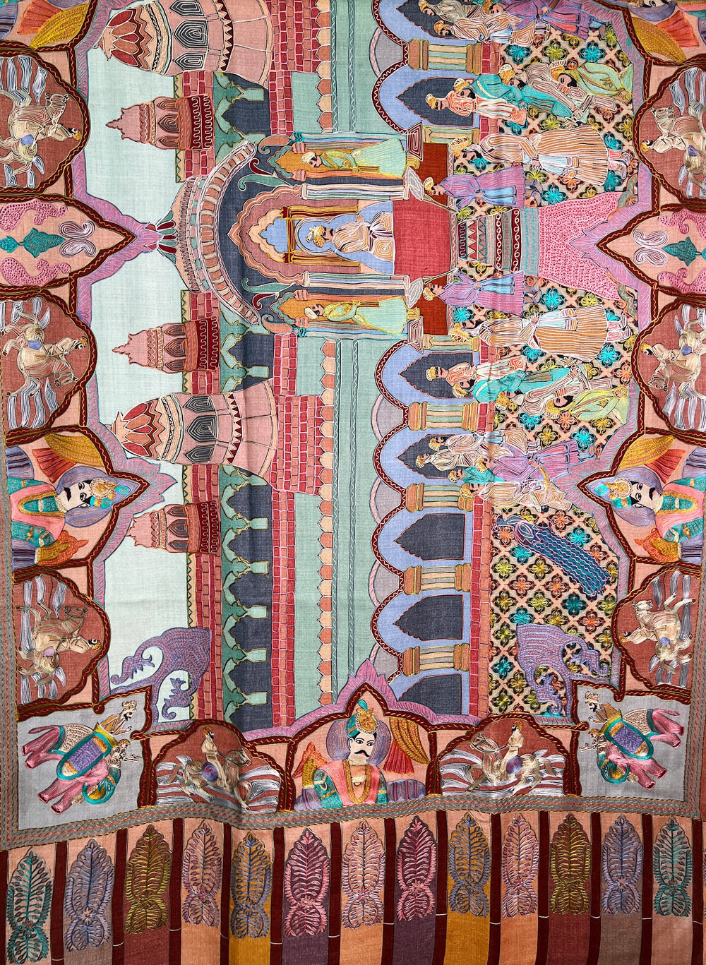 Pashtush India Womens Shawls Pashtush Womens Shawl, The Royal Darbar, Hand Embroidered Tilla Work With Resham, Soft Fine Wool