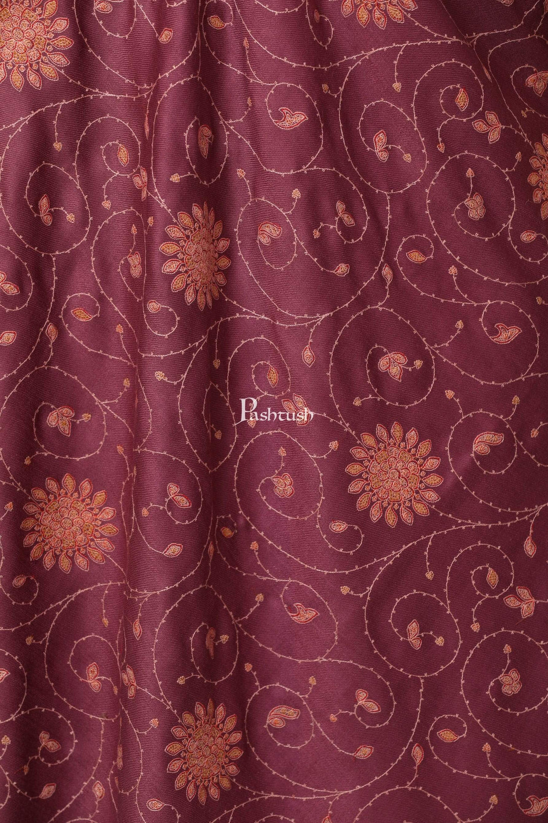 Pashtush Shawl Store Shawl Pashtush Womens Shawl, Tone on Tone Embroidery, Soft, Light and Warm, Peel Lilac