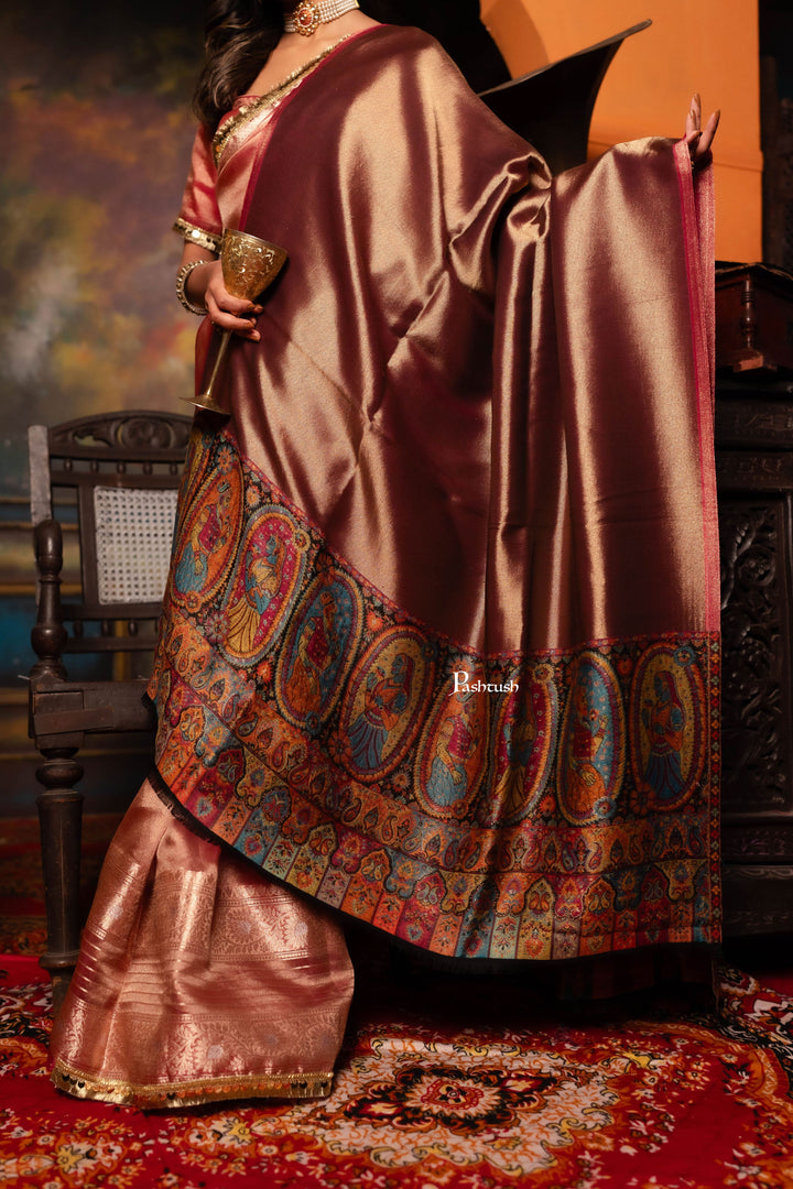 Pashtush India Womens Shawls Pashtush Womens Shawl, Twilight Collection, Fine Wool, Amber and Gold