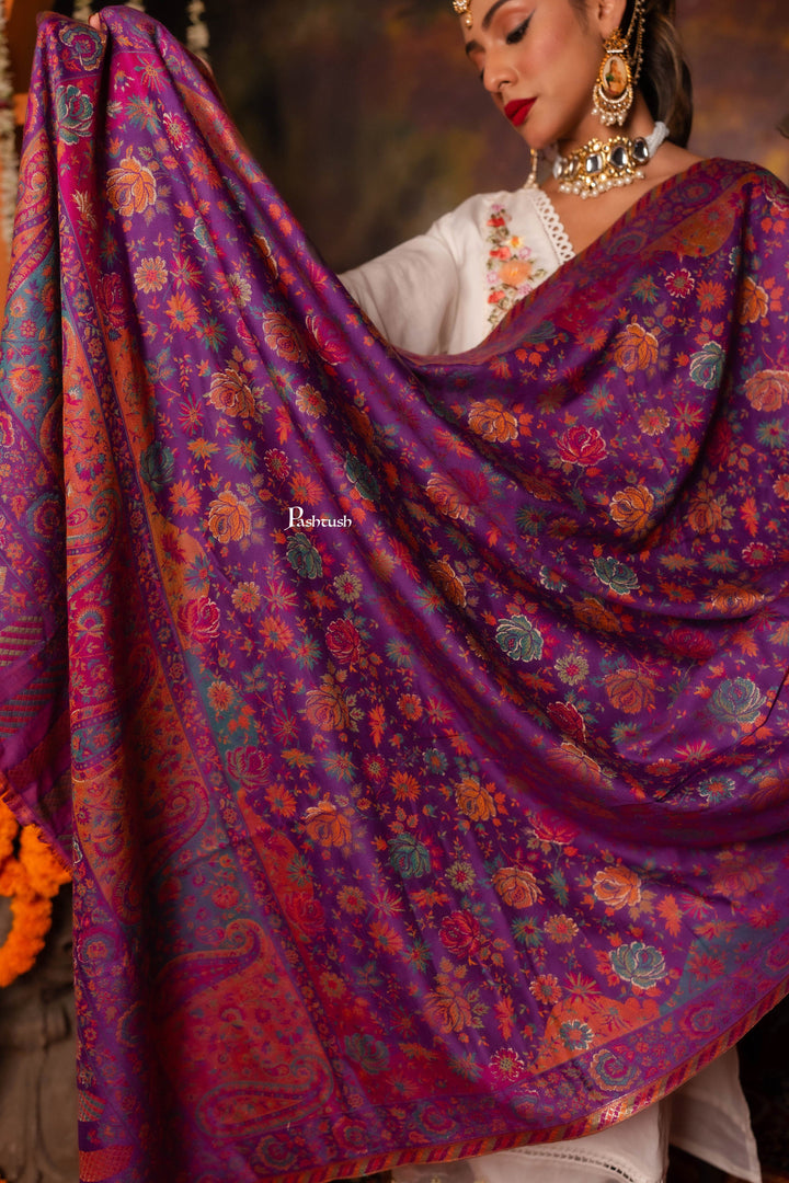 Pashtush India Womens Shawls Pashtush Womens Shawl, Twilight Collection, Fine Wool, Celebratory Fuschia
