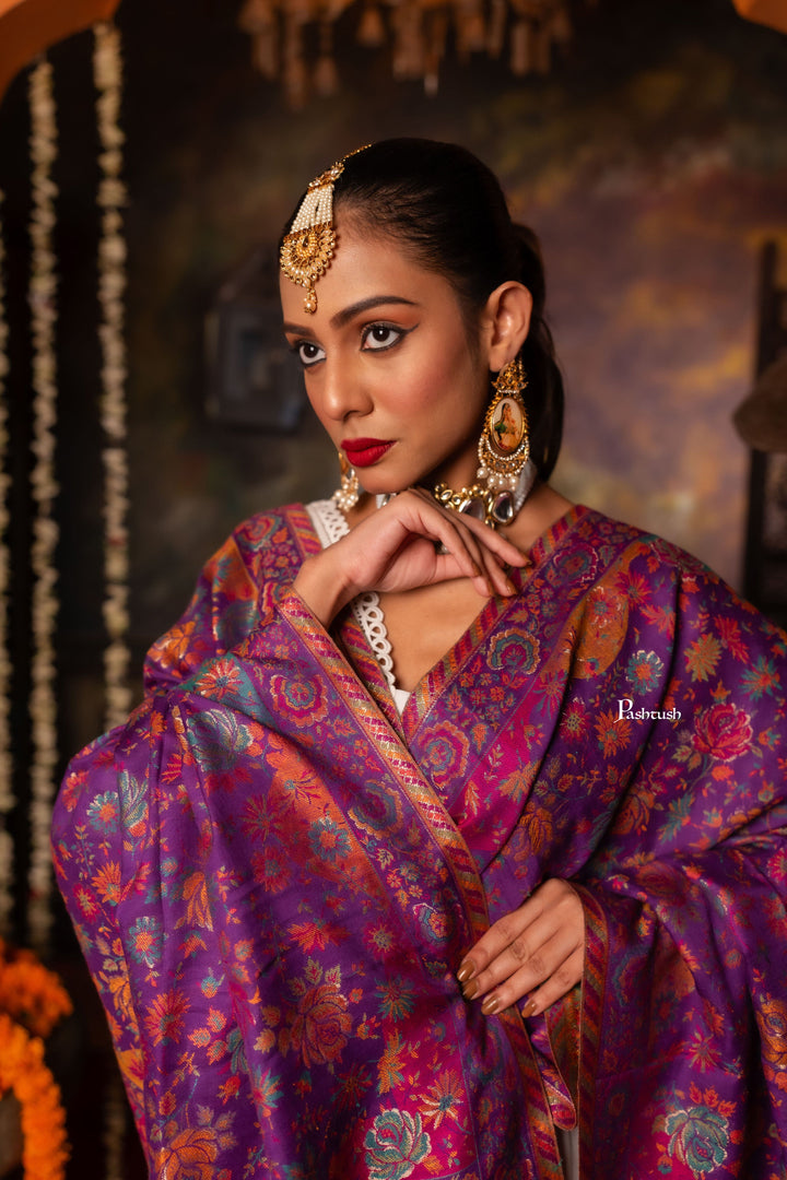 Pashtush India Womens Shawls Pashtush Womens Shawl, Twilight Collection, Fine Wool, Celebratory Fuschia