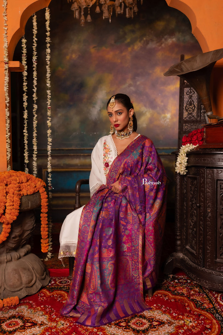 Pashtush India Womens Shawls Pashtush Womens Shawl, Twilight Collection, Fine Wool, Celebratory Fuschia